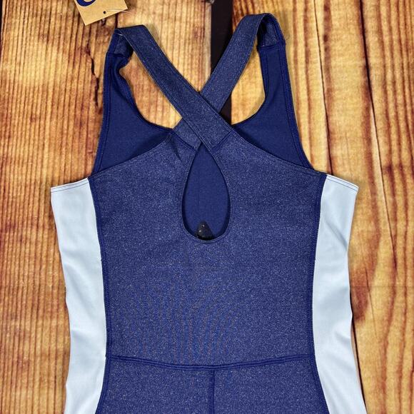 Asics Unitard Womens Small Blue Lightweight Pocket Stretch Running Singlet New - Picture 8 of 13